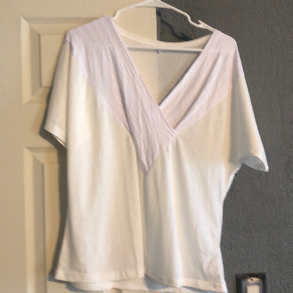 White v-neck shirt